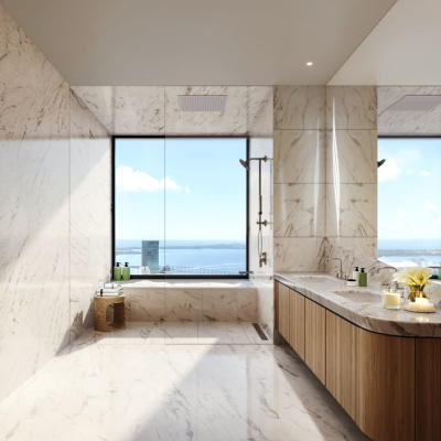 12. Primary Bathroom Light, Mercedes-Benz Places Miami, JDS Development Group, by The Boundary
